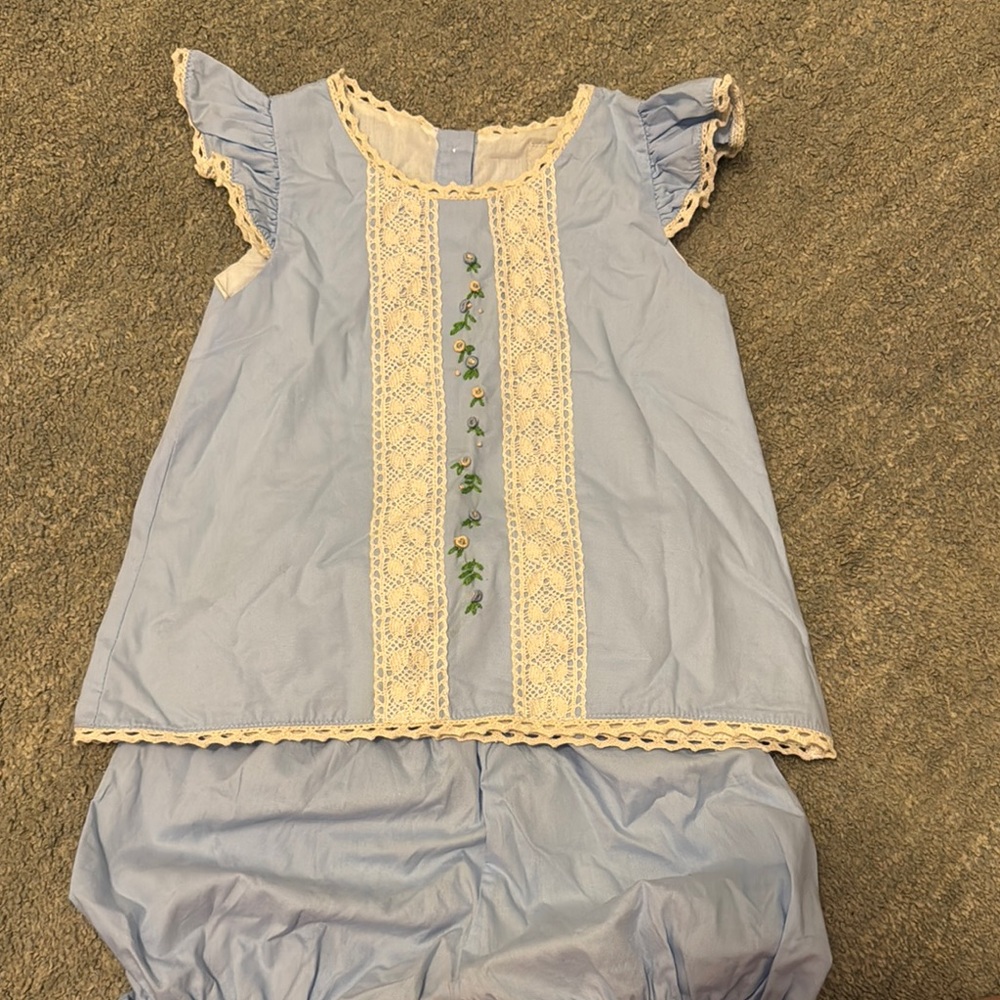 Cecile and Lou Blue and Cream Kids Matching Set